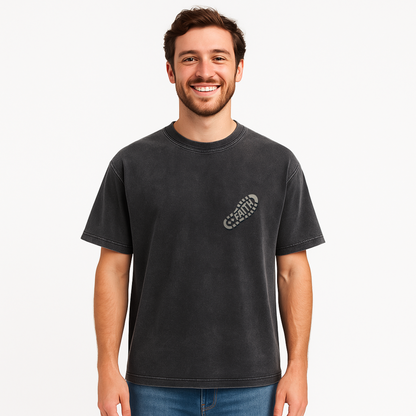Walk by Faith – Vintage Washed Oversized Christian Streetwear Tee - 1